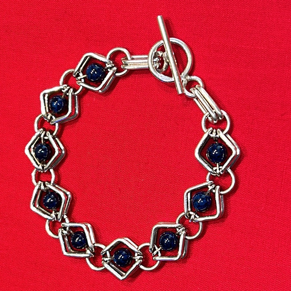 Blue Lapis and Sterling Sterling Bracelet